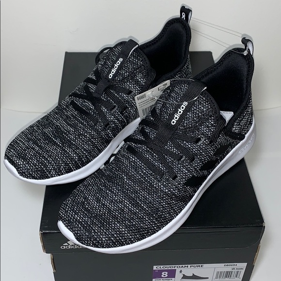 ADIDAS CloudFoam Pure Running Sneakers, Black NIB - Picture 8 of 15